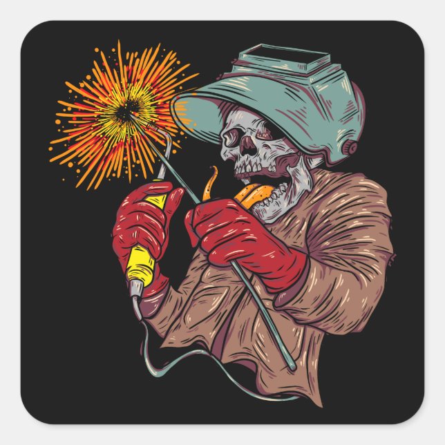 Sticker Carré Crazy Skull Welder (Devant)