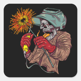 Sticker Carré Crazy Skull Welder