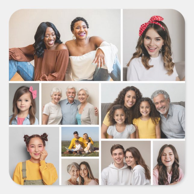 Sticker Carré Create Your Own 10 Photo Collage (Devant)