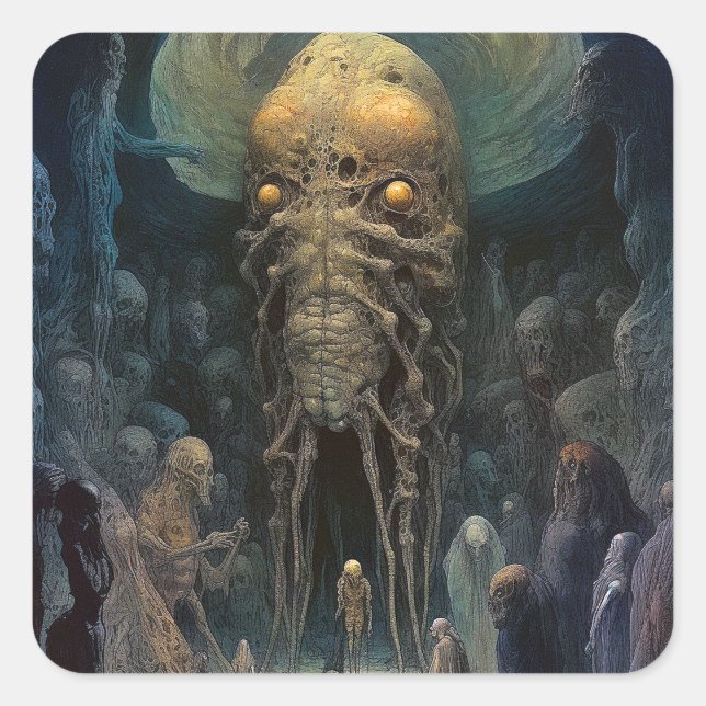 Sticker Carré Créature du sous-monde Alien démon (Devant)