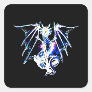 Sticker Carré Créature mythique fantastique dragon océan bête ma