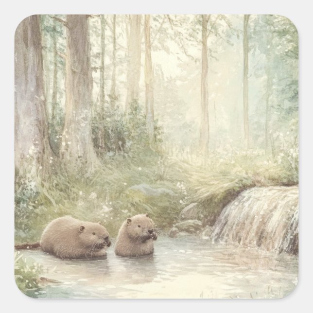 Sticker Carré Créatures des bois (Devant)