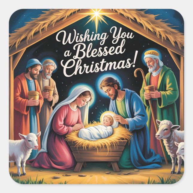 Sticker Carré Crèche de Noël (Devant)