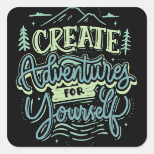 Sticker Carré créer des aventures typographie vintage style rand