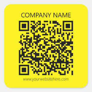 Sticker Carré Créer un code QR   Facilement visible jaune vif no
