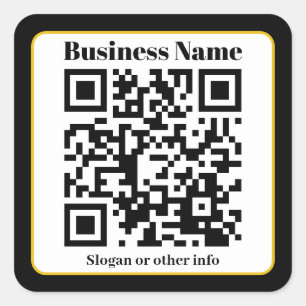 Sticker Carré Créer votre propre code QR   Bordure d'or blanc no