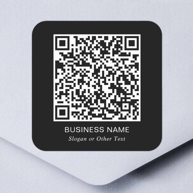 Sticker Carré Créez votre code QR de site Web promotionnel noir (Créateur téléchargé)