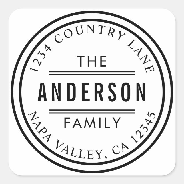 Sticker Carré Créez votre propre adresse de retour en cercle (Devant)