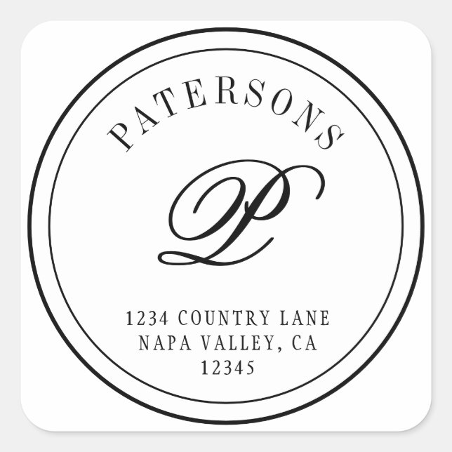 Sticker Carré Créez votre propre adresse de retour Monogramme cl (Devant)