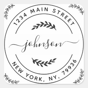 Sticker Carré Créez votre propre adresse de retour ronde