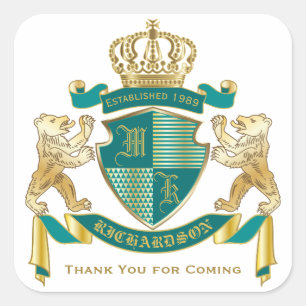 Sticker Carré Créez Votre Propre Blason Emblème Ours Doré Sarcel