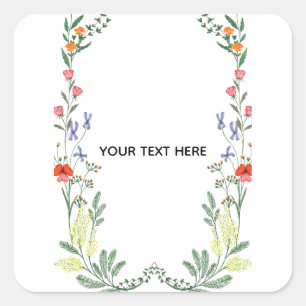 Sticker Carré Créez votre propre bordure florale