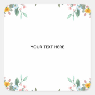 Sticker Carré Créez votre propre bordure florale colorée