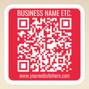 Sticker Carré Créez votre propre code QR avec bordure Rouge et