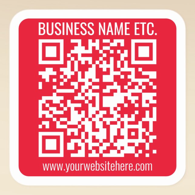 Sticker Carré Créez votre propre code QR avec bordure | Rouge et (Créateur téléchargé)