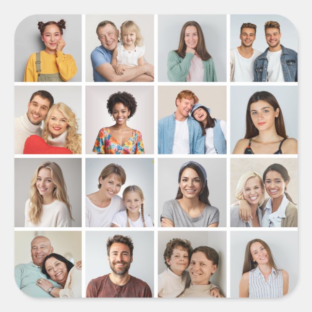 Sticker Carré Créez votre propre collage de 16 photos (Devant)