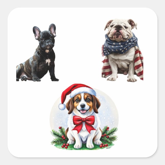 Sticker Carré Créez Votre Propre Collage De 3 Photos Sur Mesure (Devant)