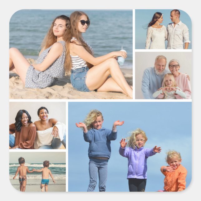 Sticker Carré Créez votre propre collection photo de 6 personnes (Devant)