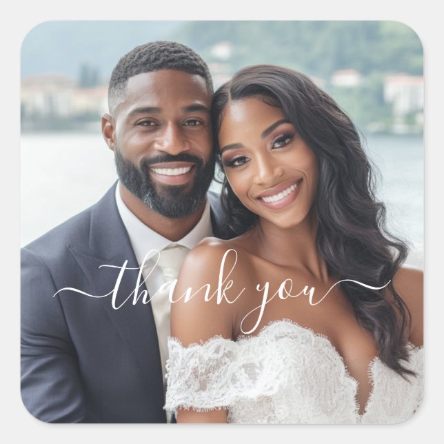 Sticker Carré Créez votre propre Merci de Mariage photo (Devant)
