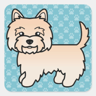 Sticker Carré Crème Cairn Terrier Dessin Chien Dessin Illustrati