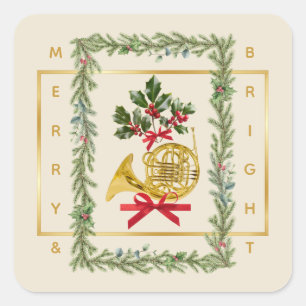 Sticker Carré Crème de Noël élégante à cor français Irlandais