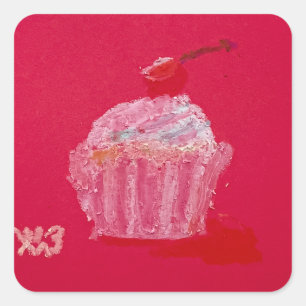 Sticker Carré Crème glacée à la fraise