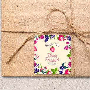 Sticker Carré Crème personnalisée ・ Berry Préserve do-it-yoursel