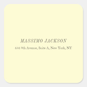 Sticker Carré Crème personnalisée nom d'adresse minimaliste