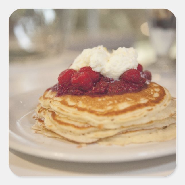 Sticker Carré Crêpes aux framboises (Devant)