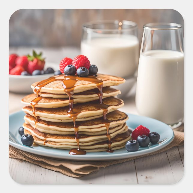 Sticker Carré Crêpes et lait (Devant)