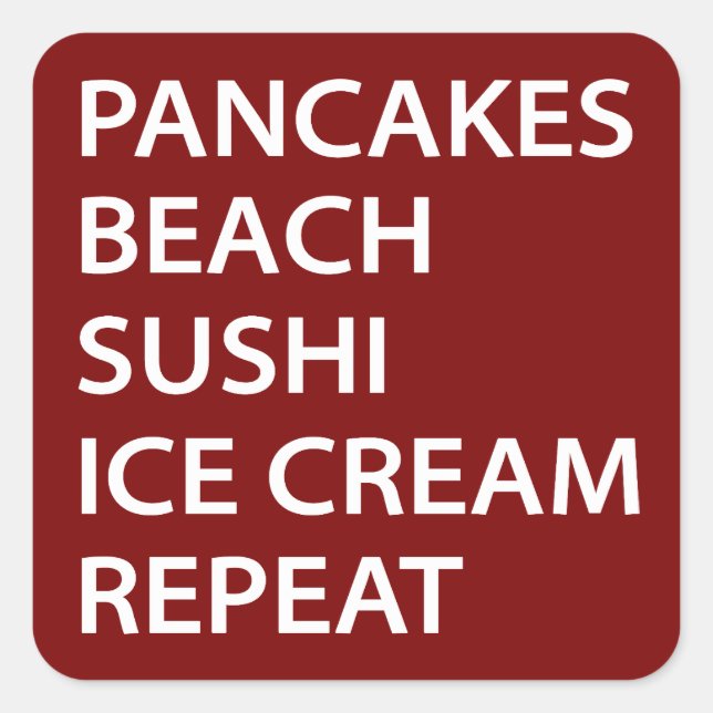 Sticker Carré Crêpes Plage Sushi Glace Répéter (Devant)