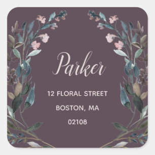 Sticker Carré Crest jardin Mauve Purple Florple Adresse de ret