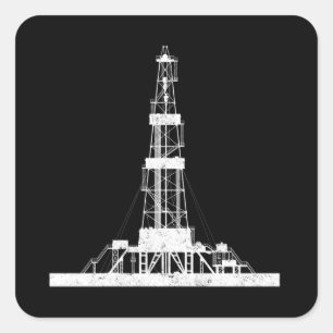 Sticker Carré Creuse de forage de champ d'huile