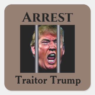 Sticker Carré Criant Trump Tête Derrière Les Barreaux De Prison