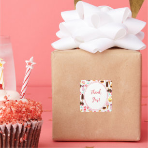 Sticker Carré Crie pour Ice Cream Girls Sweet mignonne Anniversa