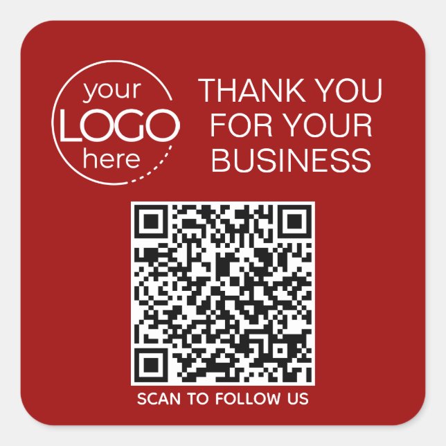 Sticker Carré Crimson Red QR Code Smart Contact (Devant)