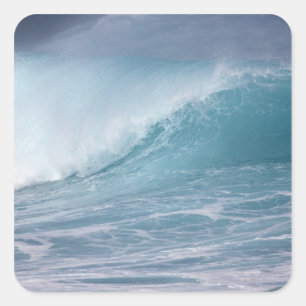 Sticker Carré Crise de la vague bleue, Maui, Hawaï, USA 2