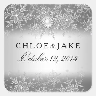 Sticker Carré Cristal Pearl Snowflake Silver Mariage d'hiver