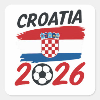 Sticker Carré Croatie 2026 Design de Fan de Football Drapeau Cou