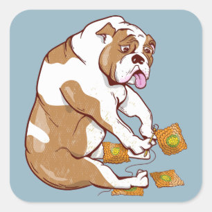 Sticker Carré Crochet de Bulldog anglais