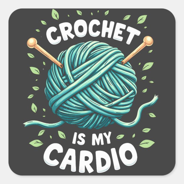Sticker Carré Crochet est mon cardio Fil à coudre Fitness (Devant)