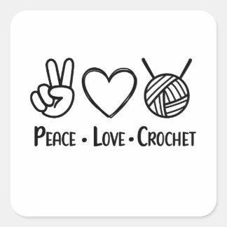 Sticker Carré Crochet Peace Love