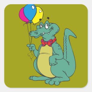 Sticker Carré Crocodile / Alligator avec ballons