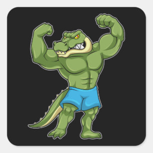 Sticker Carré Crocodile comme Bodybuilder extrême