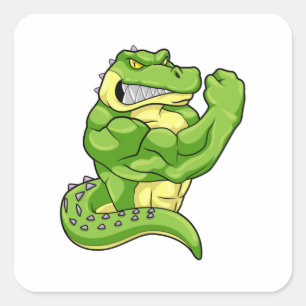 Sticker Carré Crocodile comme Bodybuilder & grands Muscles