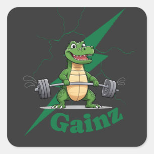 Sticker Carré Crocodile Gainz Gym Exercice de musculation