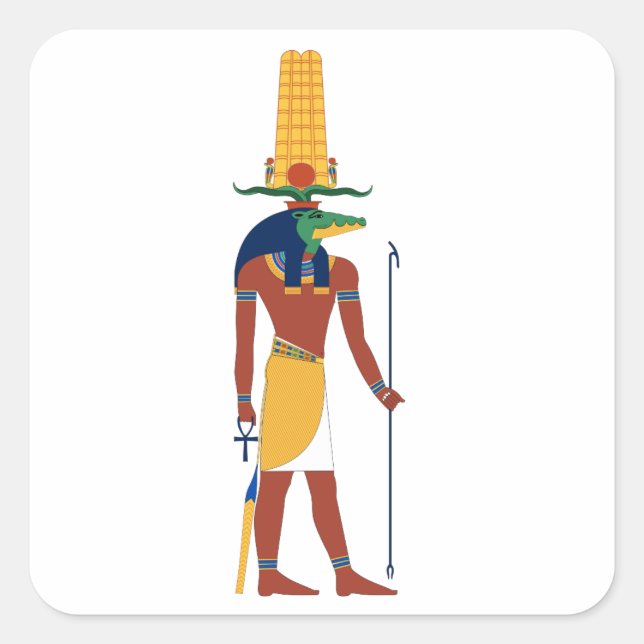Sticker Carré Crocodile Sobek Dieu (Devant)