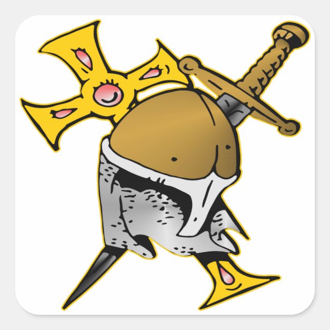 Sticker Carré Croiseur Casque Croix & épée (Devant)