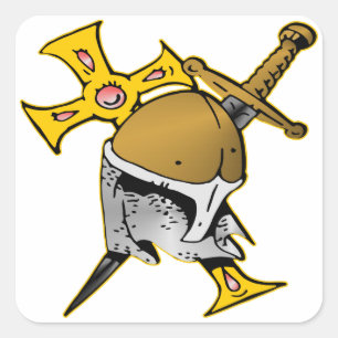 Sticker Carré Croiseur Casque Croix & épée