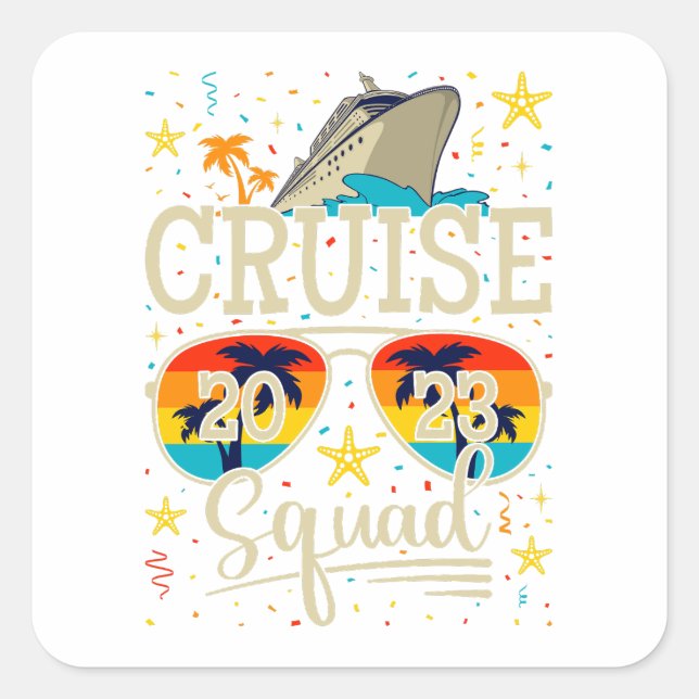 Sticker Carré Croisière 2023 Croisière Vacances (Devant)